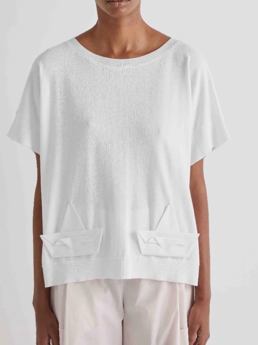 MEIMEIJ Cotton Sweater Sailboat Appliqué Small / Medium White NWT Nautical Top